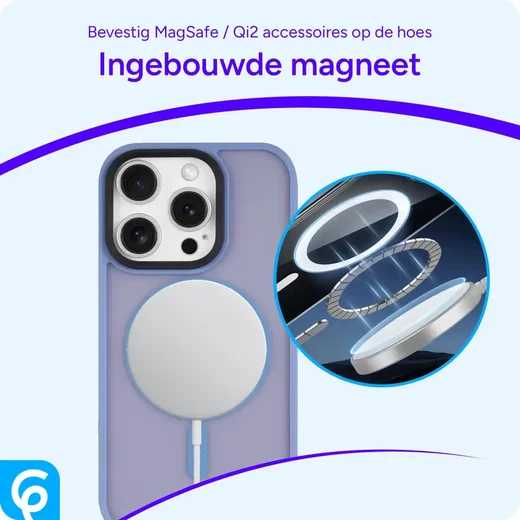 Apple iPhone 16 Pro Hoesje met MagSafe Back Cover Matte Lichtblauw afbeelding 7