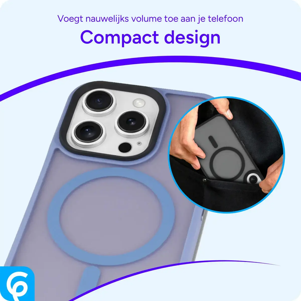 Apple iPhone 16 Pro Hoesje met MagSafe Back Cover Matte Lichtblauw afbeelding 8