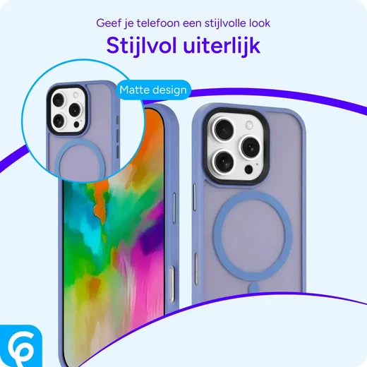 Apple iPhone 16 Pro Hoesje met MagSafe Back Cover Matte Lichtblauw afbeelding 10
