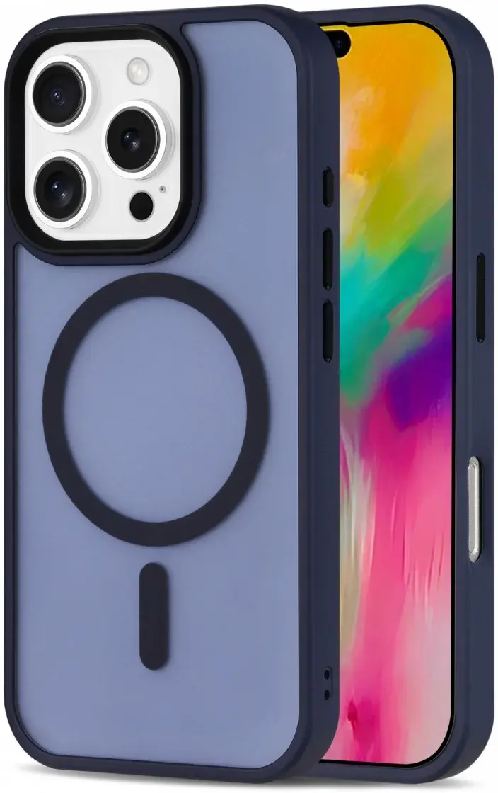 Apple iPhone 16 Pro Max Hoesje met MagSafe Back Cover Matte Blauw afbeelding 1