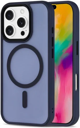 Apple iPhone 16 Pro Max Hoesje met MagSafe Back Cover Matte Blauw afbeelding 1