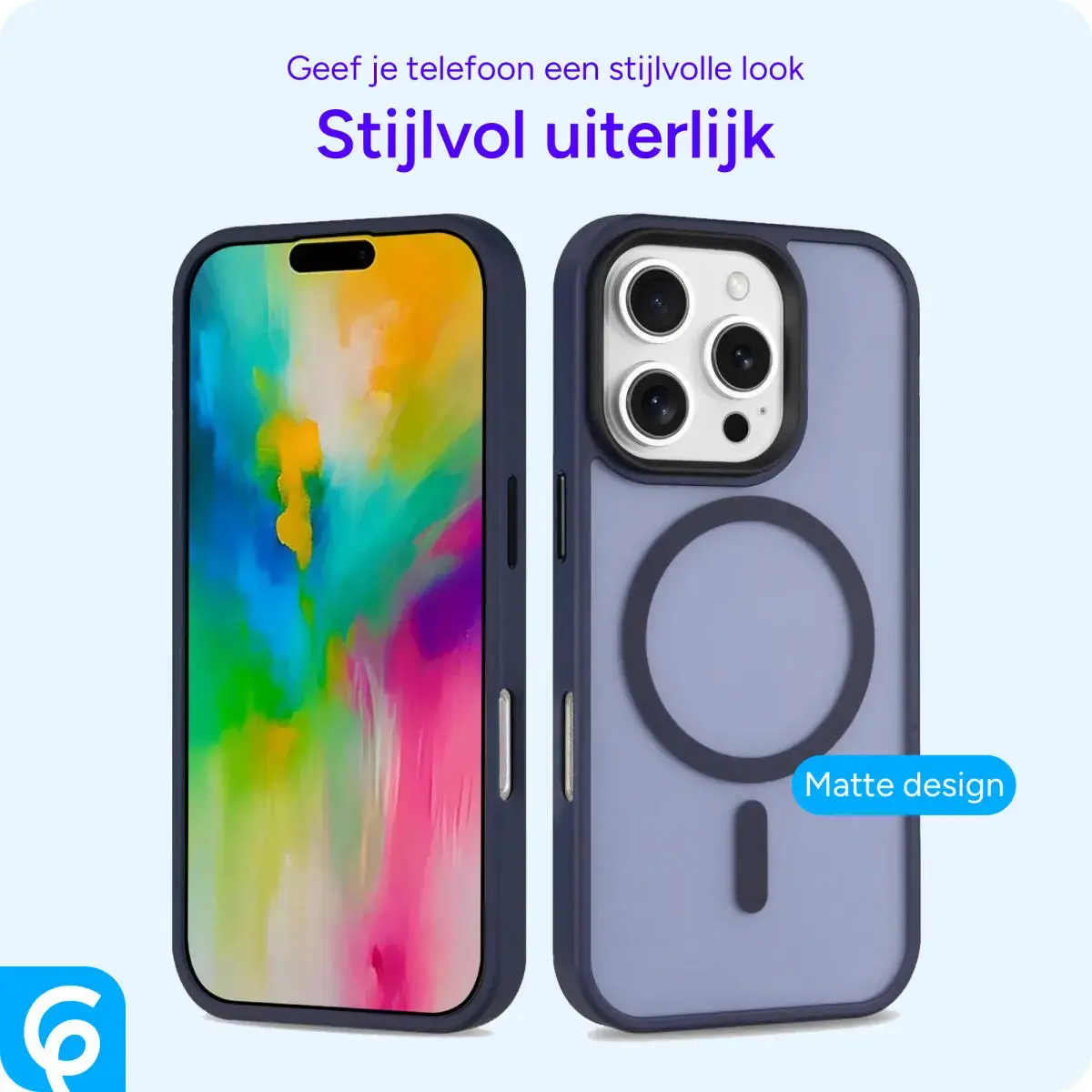 Apple iPhone 16 Pro Max Hoesje met MagSafe Back Cover Matte Blauw afbeelding 2