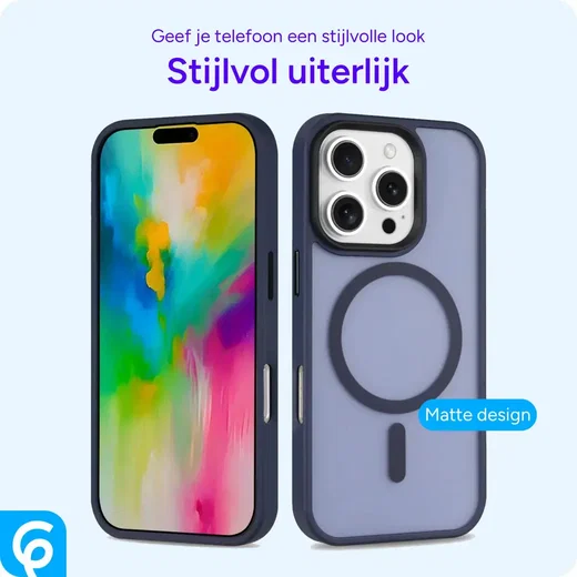 Apple iPhone 16 Pro Max Hoesje met MagSafe Back Cover Matte Blauw afbeelding 2