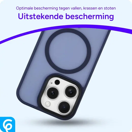 Apple iPhone 16 Pro Max Hoesje met MagSafe Back Cover Matte Blauw afbeelding 7
