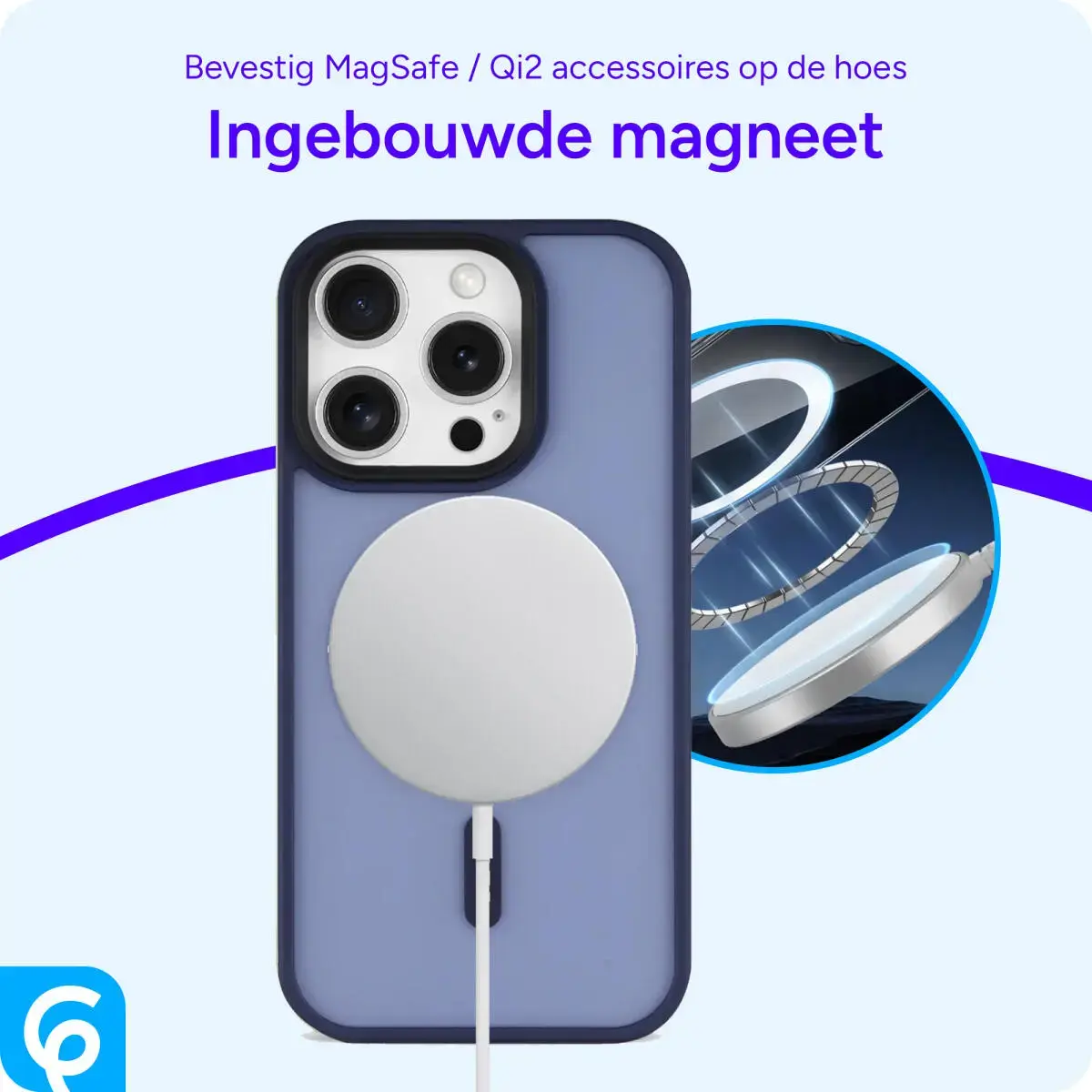 Apple iPhone 16 Pro Max Hoesje met MagSafe Back Cover Matte Blauw afbeelding 8