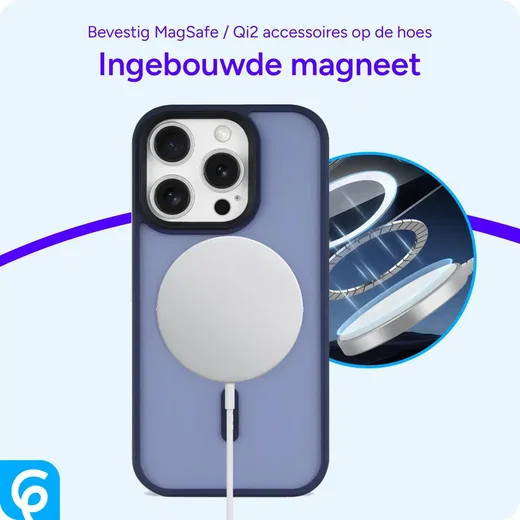 Apple iPhone 16 Pro Max Hoesje met MagSafe Back Cover Matte Blauw afbeelding 8