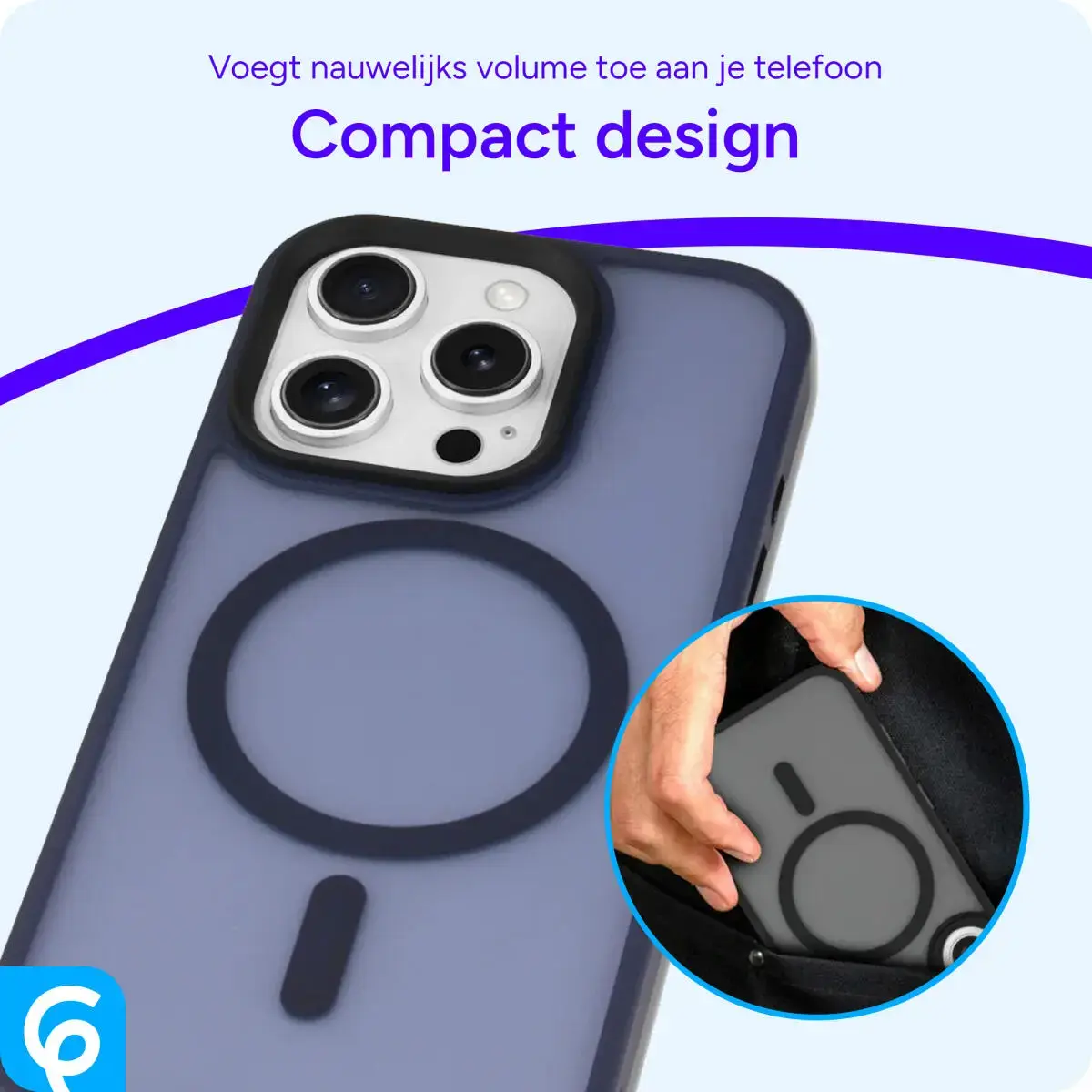 Apple iPhone 16 Pro Max Hoesje met MagSafe Back Cover Matte Blauw afbeelding 10