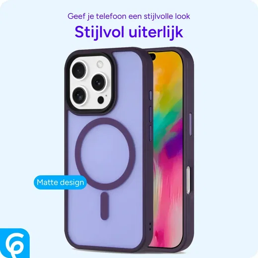 Apple iPhone 16 Pro Max Hoesje met MagSafe Back Cover Matte Paars afbeelding 7