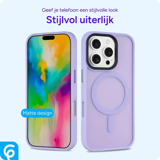 Apple iPhone 16 Pro Max Hoesje met MagSafe Back Cover Matte Lila afbeelding 7
