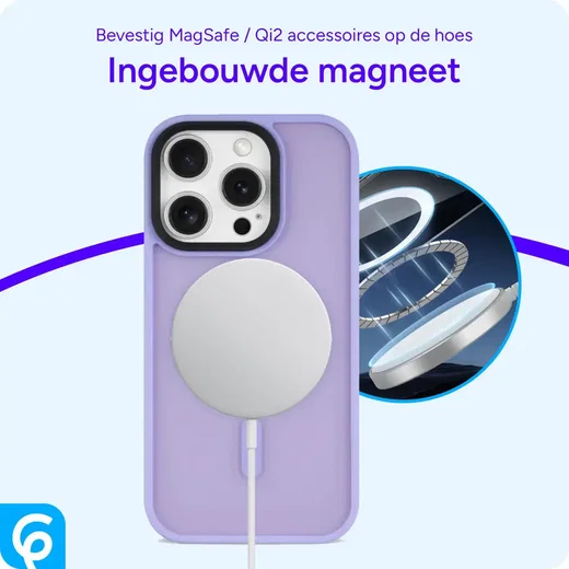 Apple iPhone 16 Pro Max Hoesje met MagSafe Back Cover Matte Lila afbeelding 10
