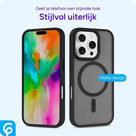 Apple iPhone 16 Pro Max Hoesje met MagSafe Back Cover Matte Zwart afbeelding 9