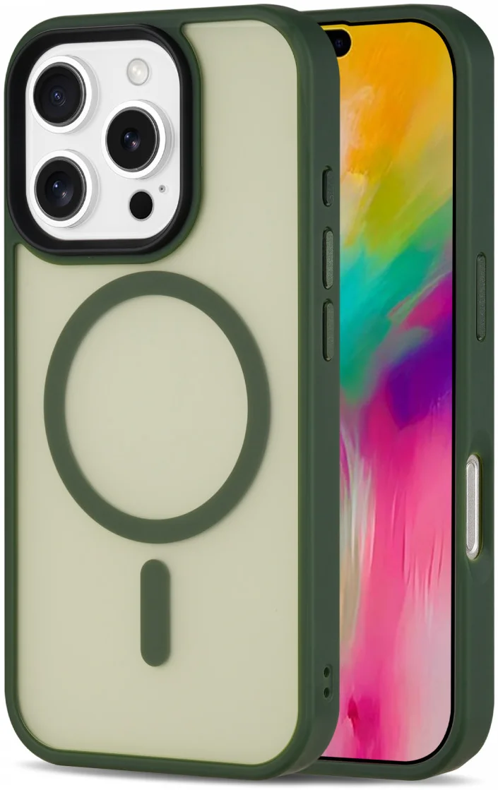 Apple iPhone 16 Pro Max Hoesje met MagSafe Back Cover Matte Donker Groen afbeelding 1