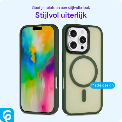 Apple iPhone 16 Pro Max Hoesje met MagSafe Back Cover Matte Donker Groen afbeelding 4