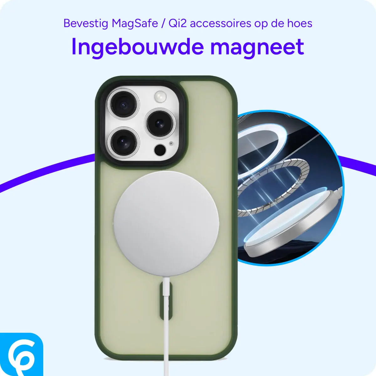 Apple iPhone 16 Pro Max Hoesje met MagSafe Back Cover Matte Donker Groen afbeelding 7