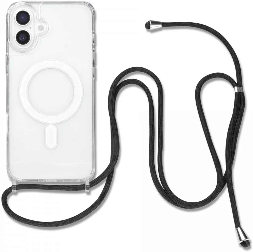 Apple iPhone 16 Hoesje MagSafe Schokbestendig met Koord Transparant afbeelding 7