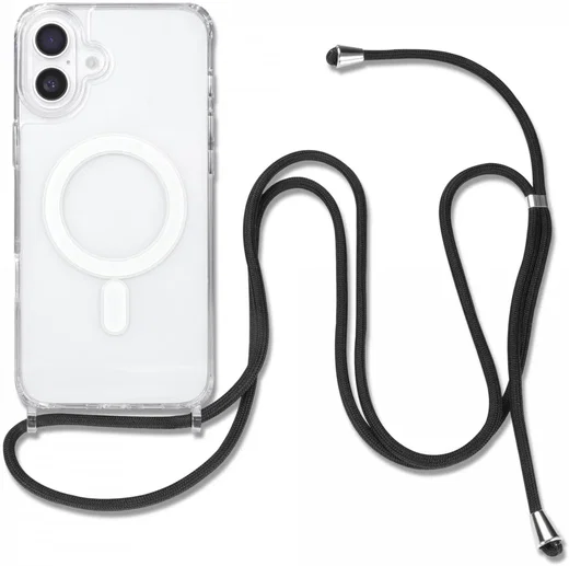 Apple iPhone 16 Plus Hoesje MagSafe Schokbestendig met Koord Transparant afbeelding 9