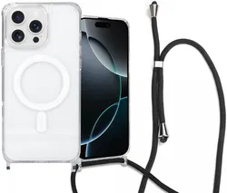 Apple iPhone 16 Pro Hoesje MagSafe Schokbestendig met Koord Transparant afbeelding