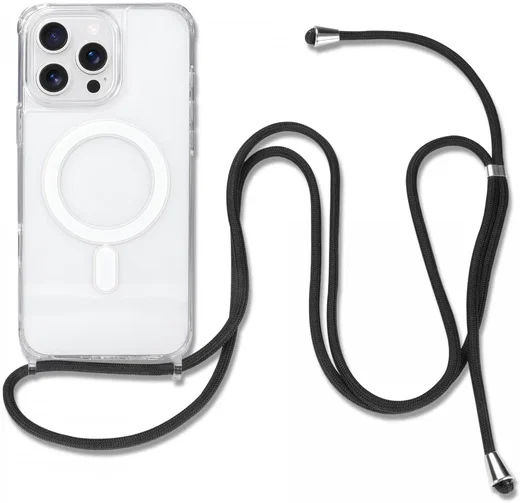 Apple iPhone 16 Pro Hoesje MagSafe Schokbestendig met Koord Transparant afbeelding 9