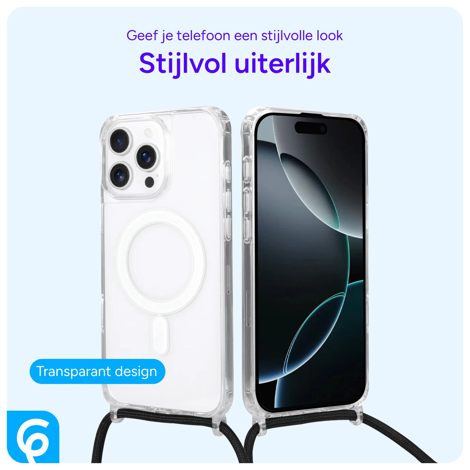Apple iPhone 16 Pro Max Hoesje MagSafe Schokbestendig met Koord Transparant afbeelding 6