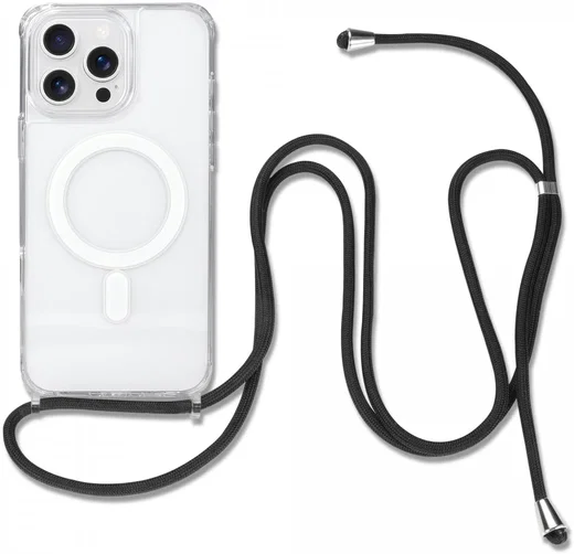 Apple iPhone 16 Pro Max Hoesje MagSafe Schokbestendig met Koord Transparant afbeelding 9