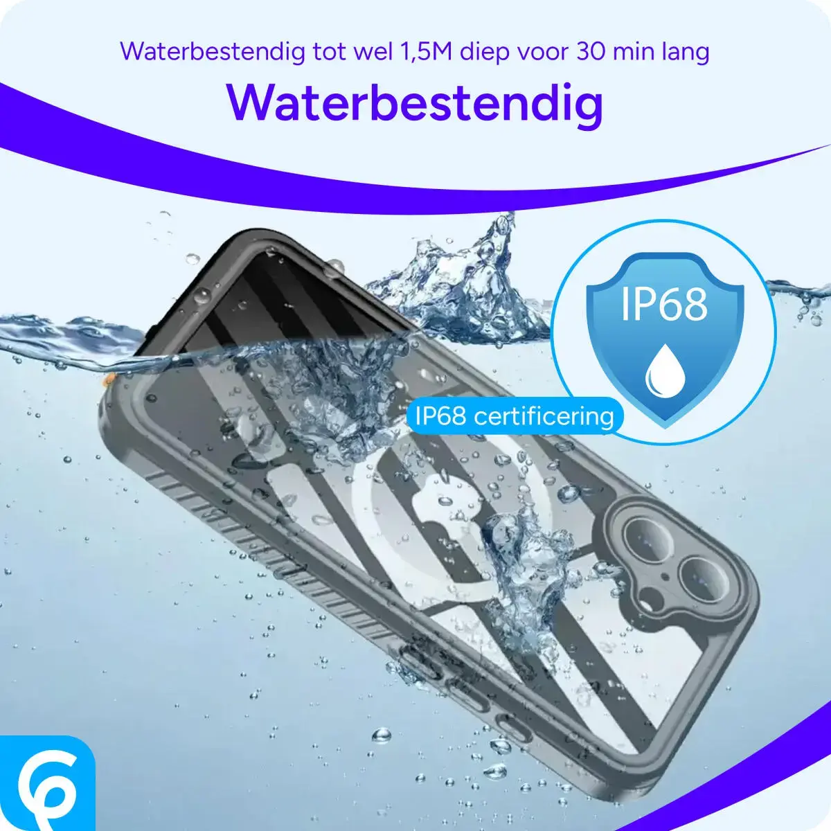 SBG Outdoor Case Apple iPhone 16 Waterdicht met MagSafe / Qi2 Zwart afbeelding 6