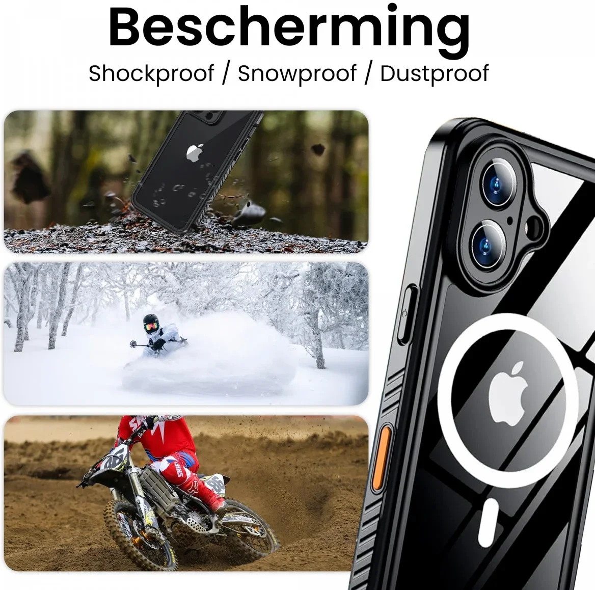 SBG Outdoor Case Apple iPhone 16 Plus Waterdicht met MagSafe / Qi2 Zwart afbeelding 5