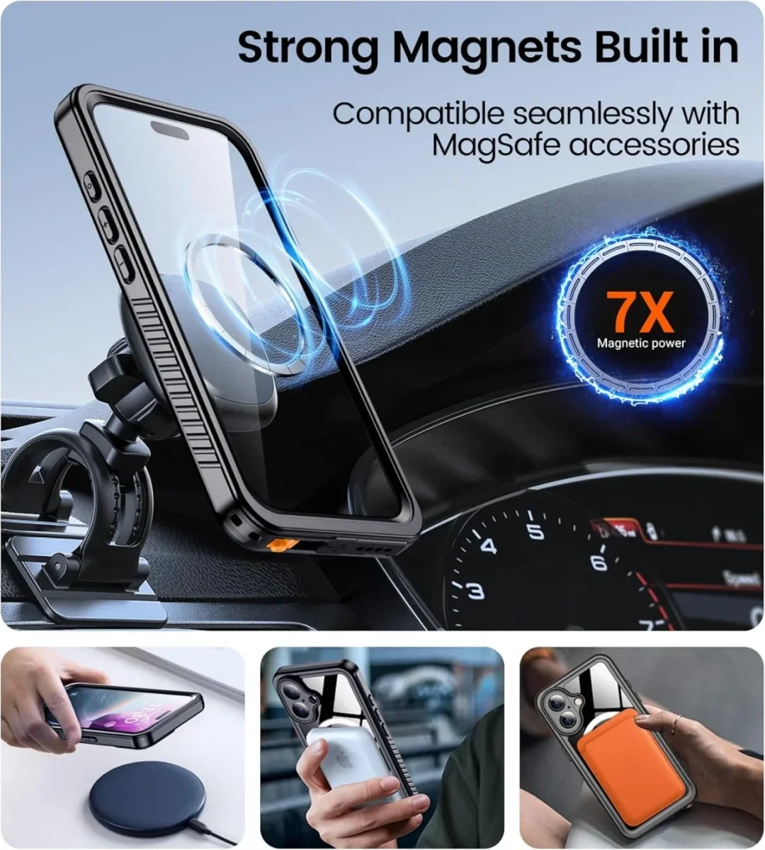 SBG Outdoor Case Apple iPhone 16 Plus Waterdicht met MagSafe / Qi2 Zwart afbeelding 7