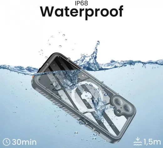 SBG Outdoor Case Apple iPhone 16 Plus Waterdicht met MagSafe / Qi2 Zwart afbeelding 2