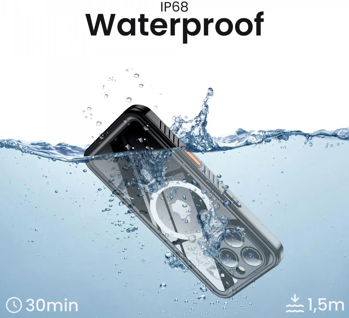 SBG Outdoor Case Apple iPhone 16 Pro Max Waterdicht met MagSafe / Qi2 Zwart afbeelding 2