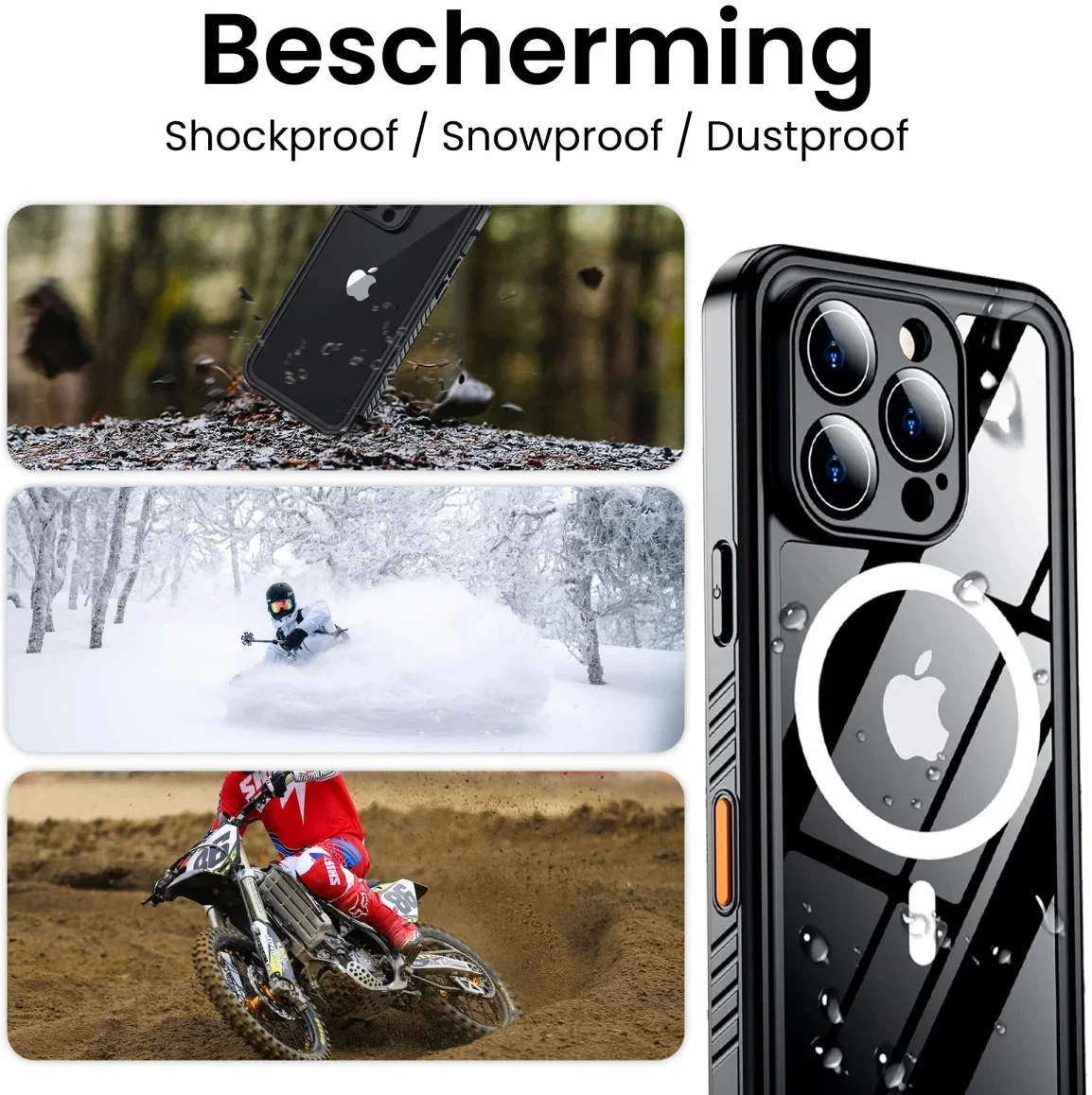 SBG Outdoor Case Apple iPhone 16 Pro Max Waterdicht met MagSafe / Qi2 Zwart afbeelding 6