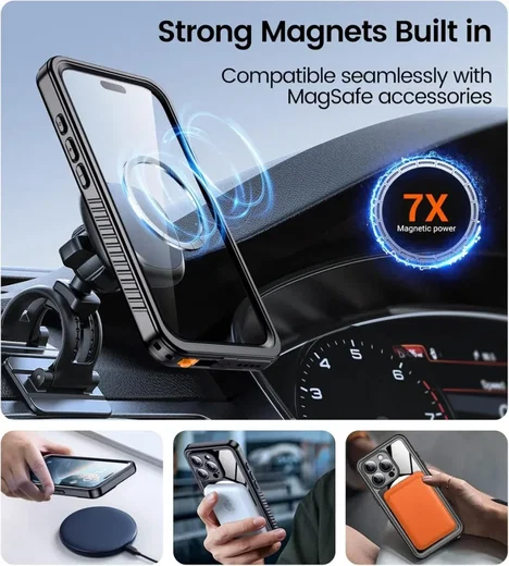 SBG Outdoor Case Apple iPhone 16 Pro Max Waterdicht met MagSafe / Qi2 Zwart afbeelding 9