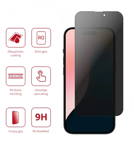 Rosso Apple iPhone 16 Plus 9H Tempered Glass Screen Protector Privacy afbeelding 2