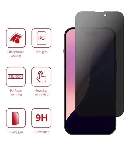 Rosso Apple iPhone 16 Pro 9H Tempered Glass Screen Protector Privacy afbeelding 2