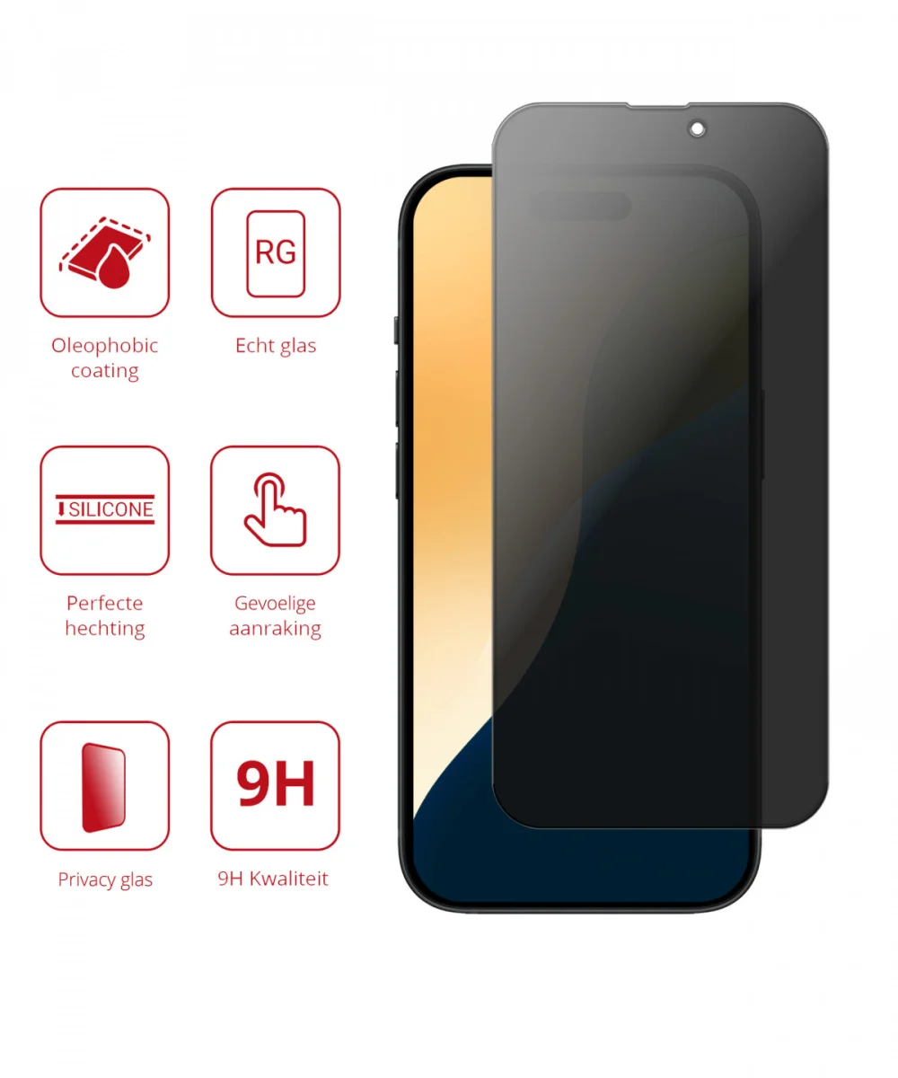 Rosso Apple iPhone 16 Pro Max 9H Tempered Glass Screen Protector Privacy afbeelding 2