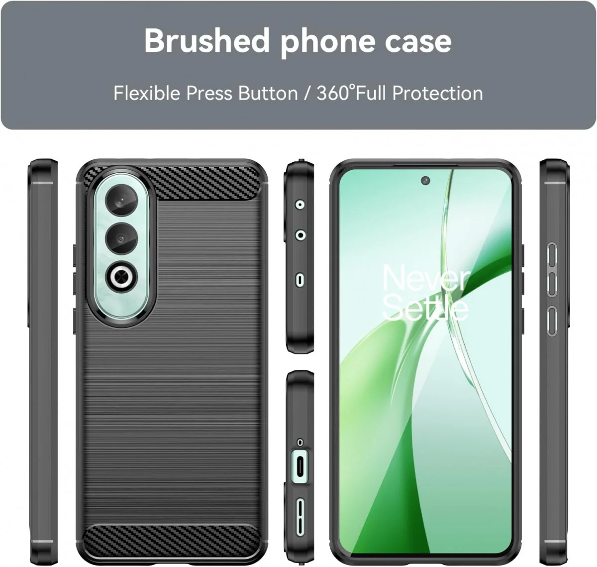 OnePlus Nord CE 4 Hoesje Geborsteld TPU Flexibele Back Cover Zwart afbeelding 8