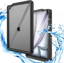 Apple iPad Air 13 (24/25) Hoes Waterdicht Full Protect Cover IP68 Zwart afbeelding