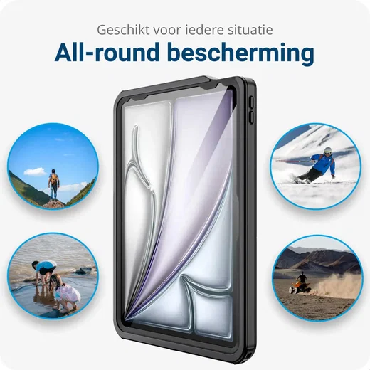 Apple iPad Air 13 (24/25/26) Hoes Waterdicht Full Protect Cover IP68 Zwart afbeelding 3