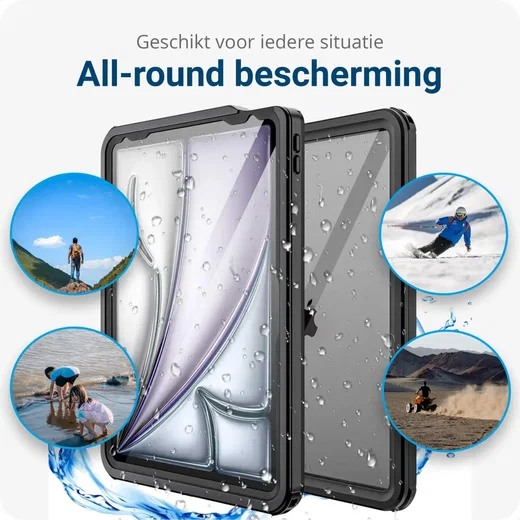 iPad Pro 11 (2024/2025) Hoes Waterdicht Full Protect Cover IP68 Zwart afbeelding 2