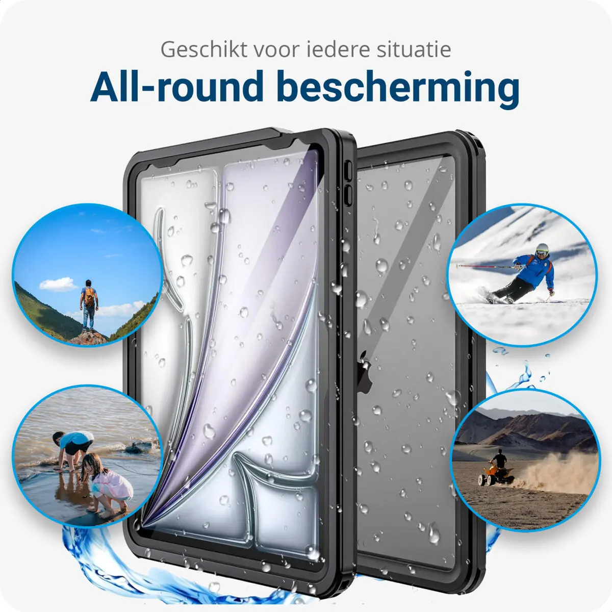 Apple iPad Pro 13 (2024/2025) Hoes Waterdicht Full Protect Cover IP68 Zwart afbeelding 2