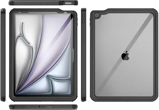 Apple iPad Pro 13 (2024/2025) Hoes Waterdicht Full Protect Cover IP68 Zwart afbeelding 8