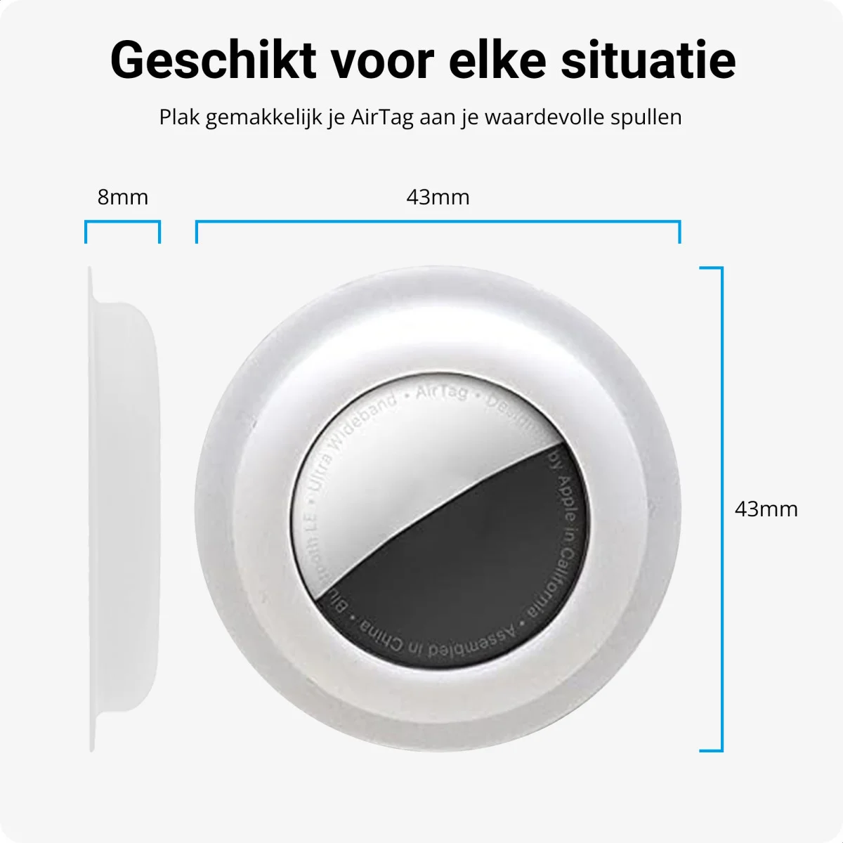 Airtag Case Houder Hoesje met Plakbare Zelfklevende Sticker Wit afbeelding 3