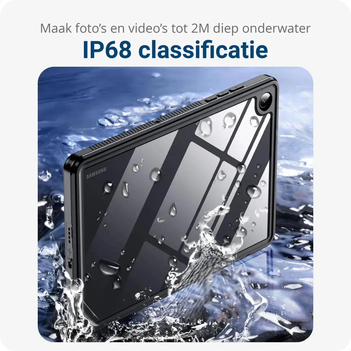 Samsung Galaxy Tab A9 Plus Hoes Waterdicht Full Protect Cover IP68 Zwart afbeelding 5