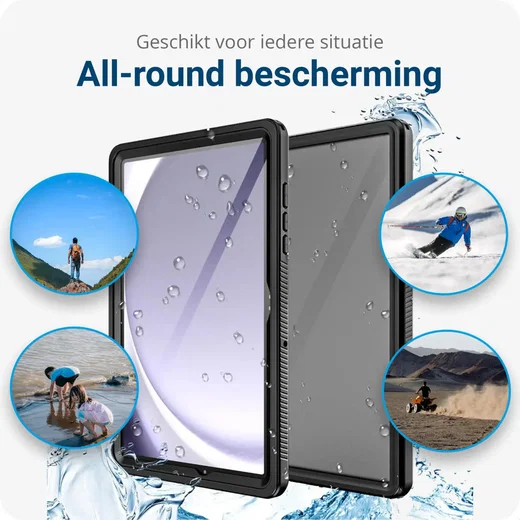 Samsung Galaxy Tab A9 Plus Hoes Waterdicht Full Protect Cover IP68 Zwart afbeelding 2