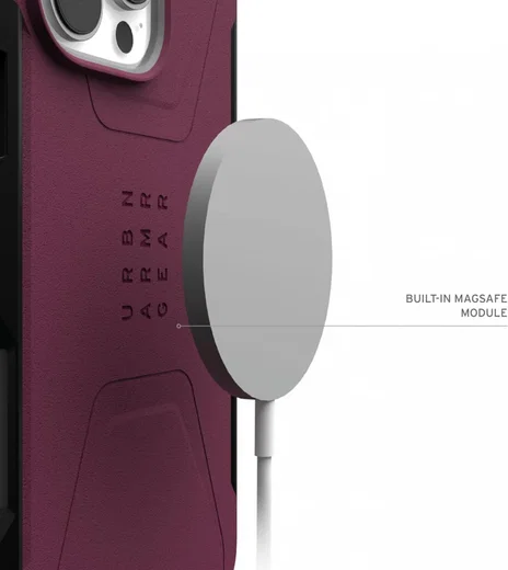 UAG Civilian Apple iPhone 16 Pro Hoesje MagSafe Back Cover Bordeaux afbeelding 5