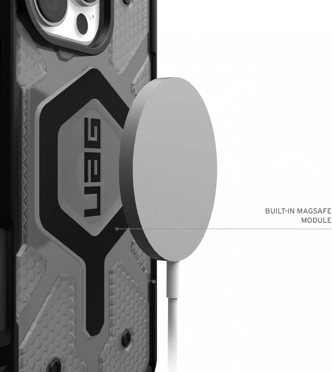 Urban Armor Gear Pathfinder Clear Apple iPhone 16 Pro Hoesje Back Cover Ash afbeelding 4