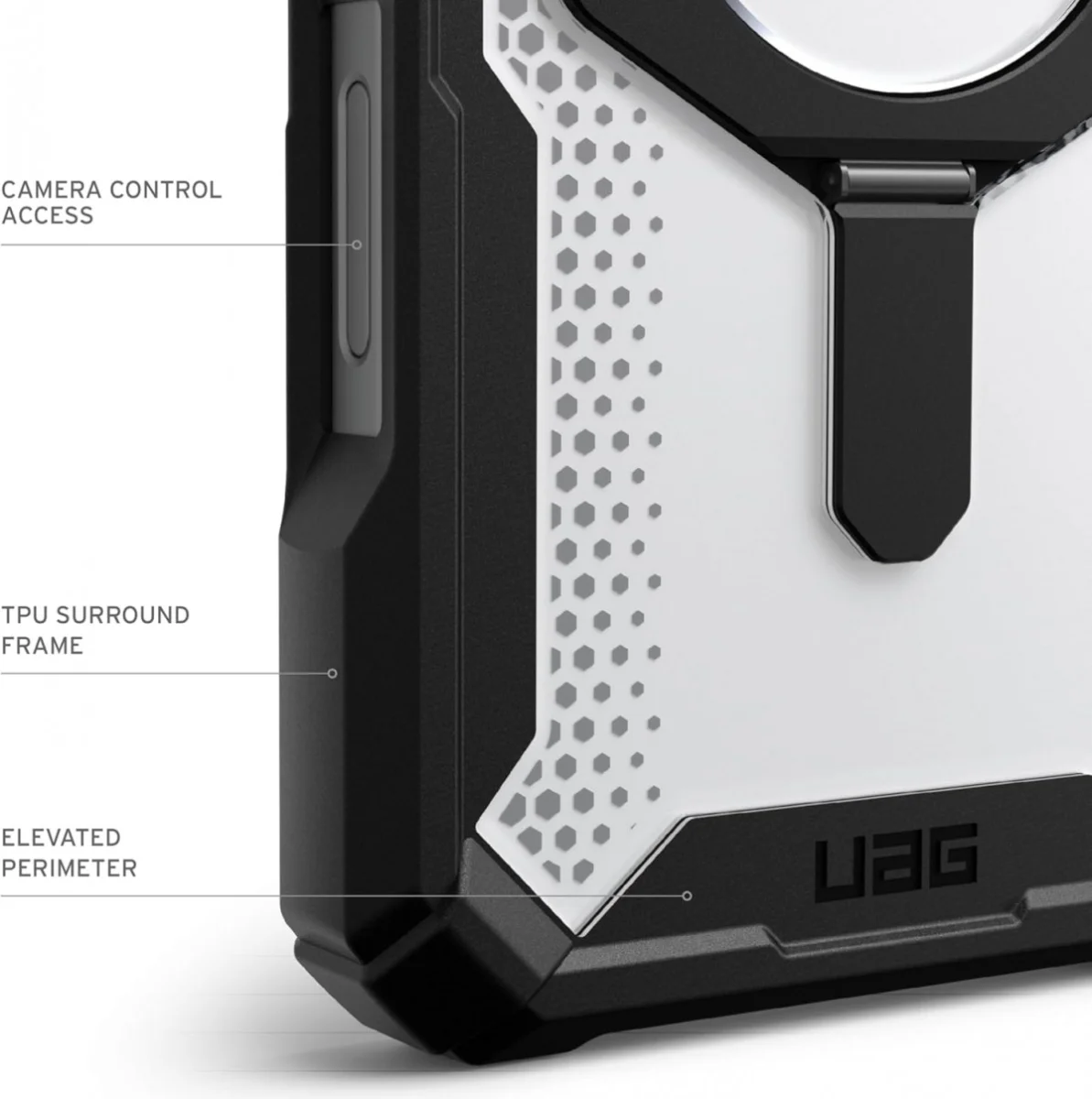 UAG Plasma XTE Apple iPhone 16 Pro Hoesje MagSafe Stand Back Cover Zwart Ice afbeelding 7