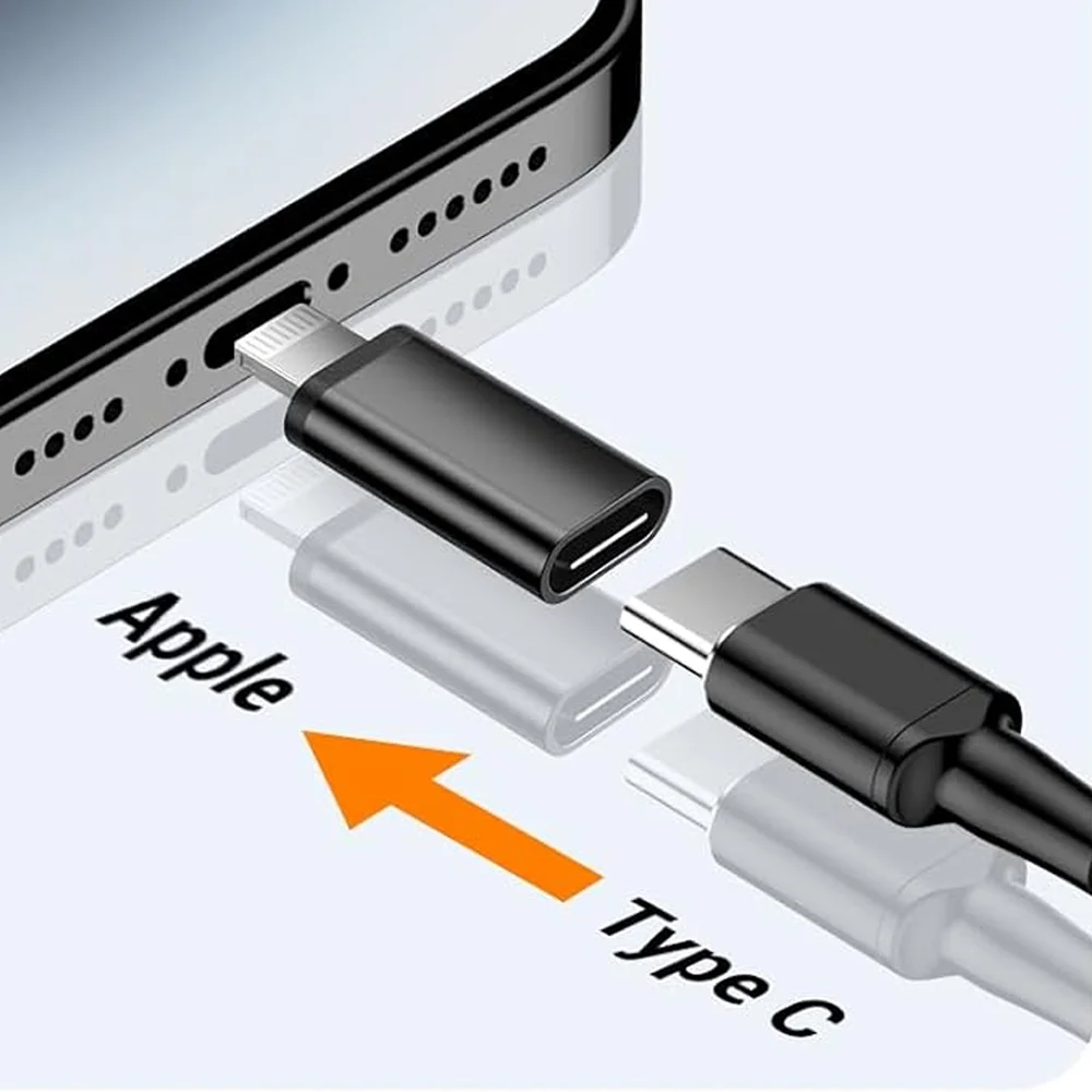 USB - C naar Lightning Adapter Zwart afbeelding 2