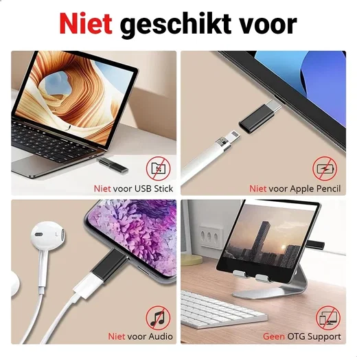 USB - C naar Lightning Adapter Zwart afbeelding 5