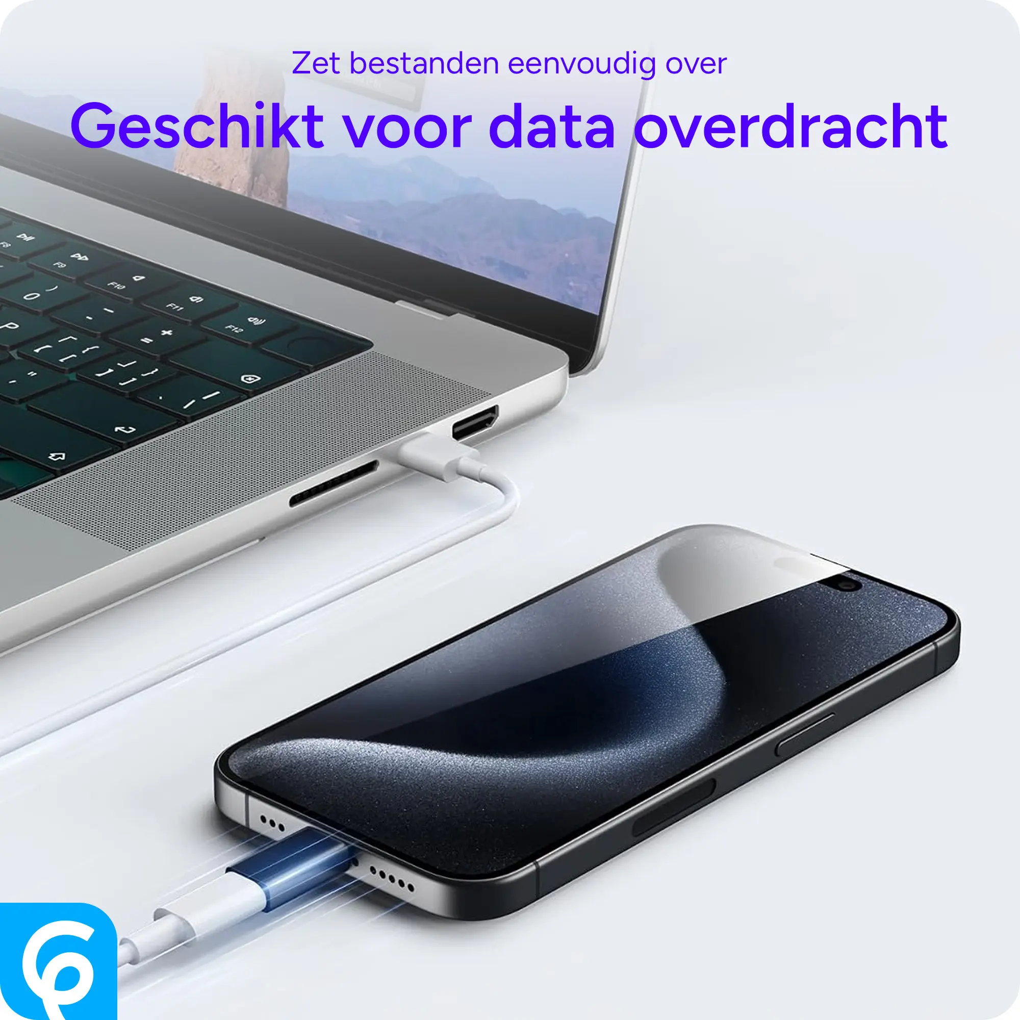 USB - C naar Lightning Adapter Zwart afbeelding 3