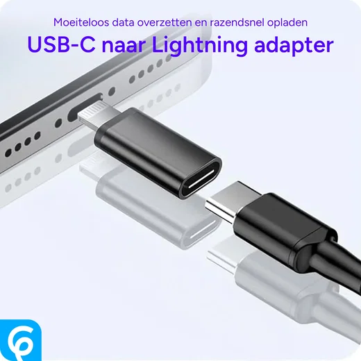 USB - C naar Lightning Adapter Zwart afbeelding 6